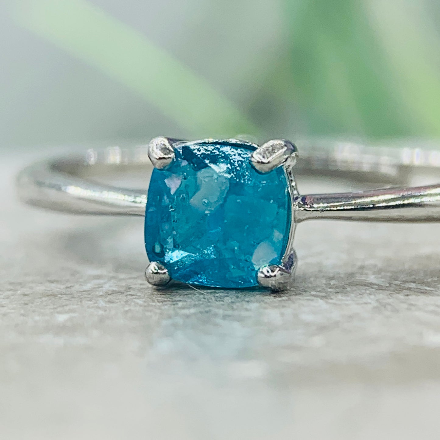 Cremation Jewelry ~ gemstone keepsake ~ square cushion cut stone ring ~ ashes ring *beauty*