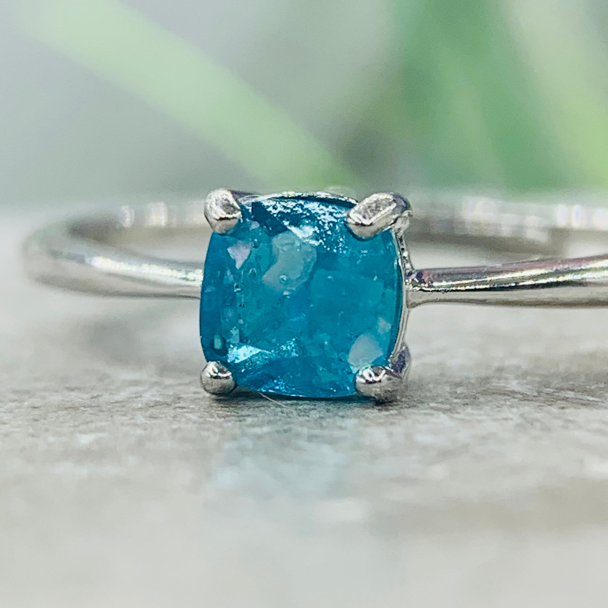 Cremation Jewelry ~ gemstone keepsake ~ square cushion cut stone ring ~ ashes ring *beauty*