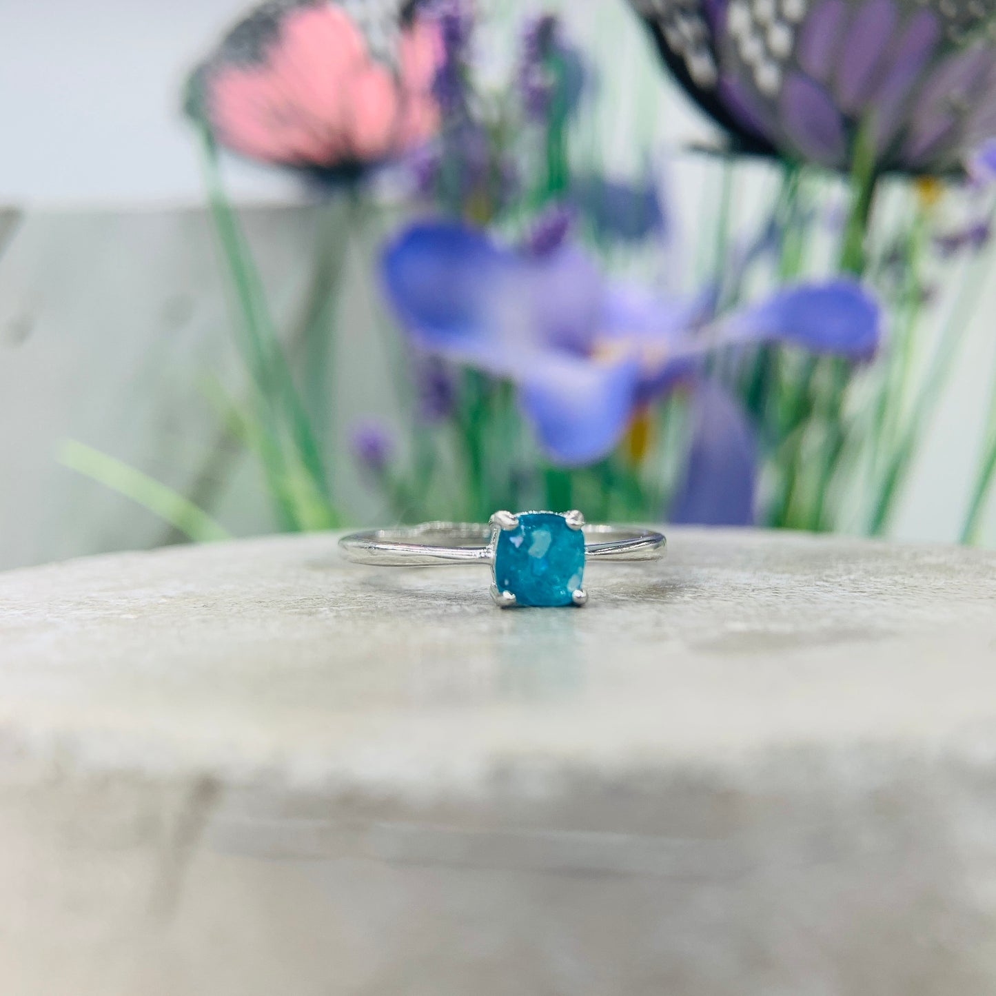 Cremation Jewelry ~ gemstone keepsake ~ square cushion cut stone ring ~ ashes ring *beauty*