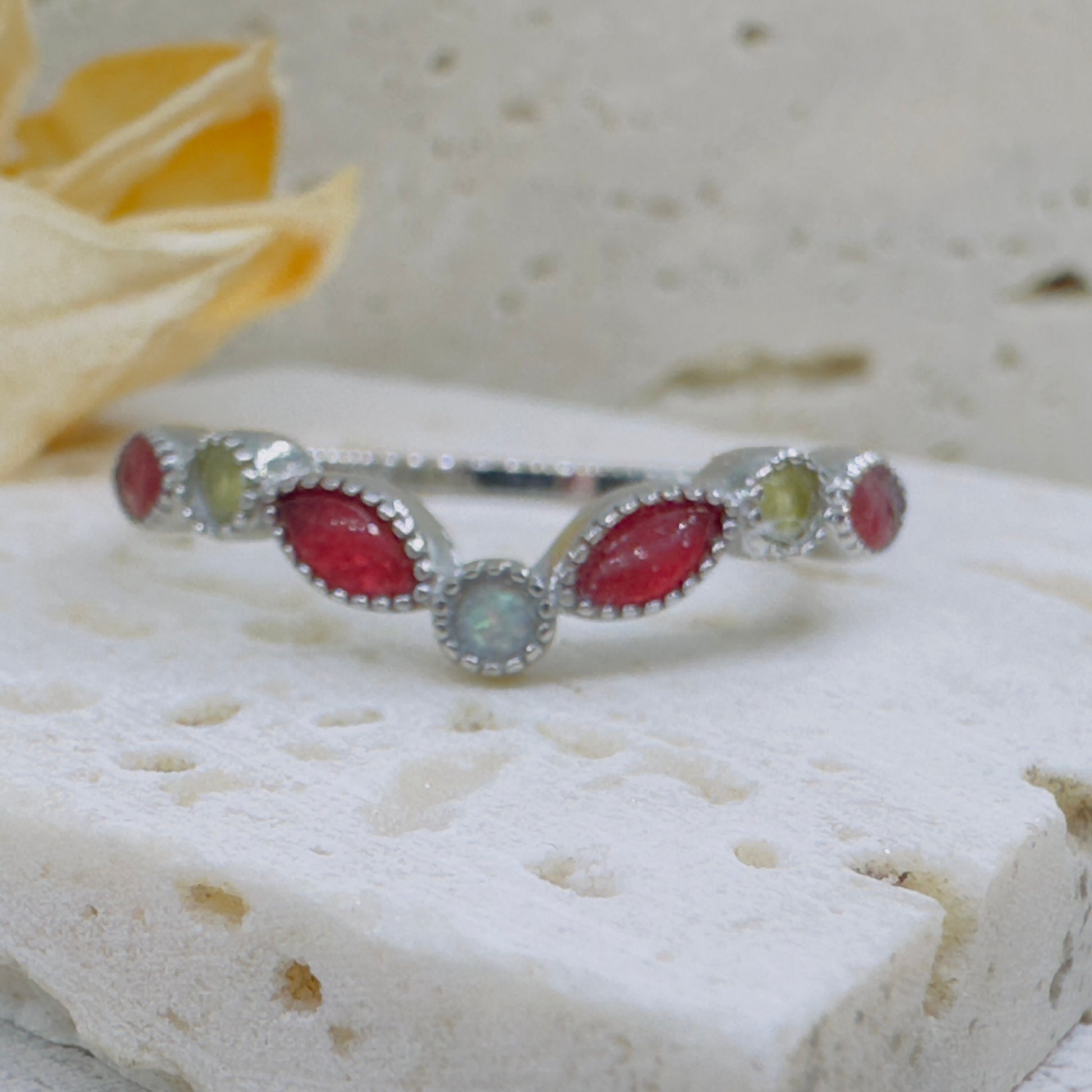KEEPSAKE RING ~eternity v-shaped half band~ made with •cremation ashes•hair•fur•flowers•breast milk•fabric•beach sand•feathers