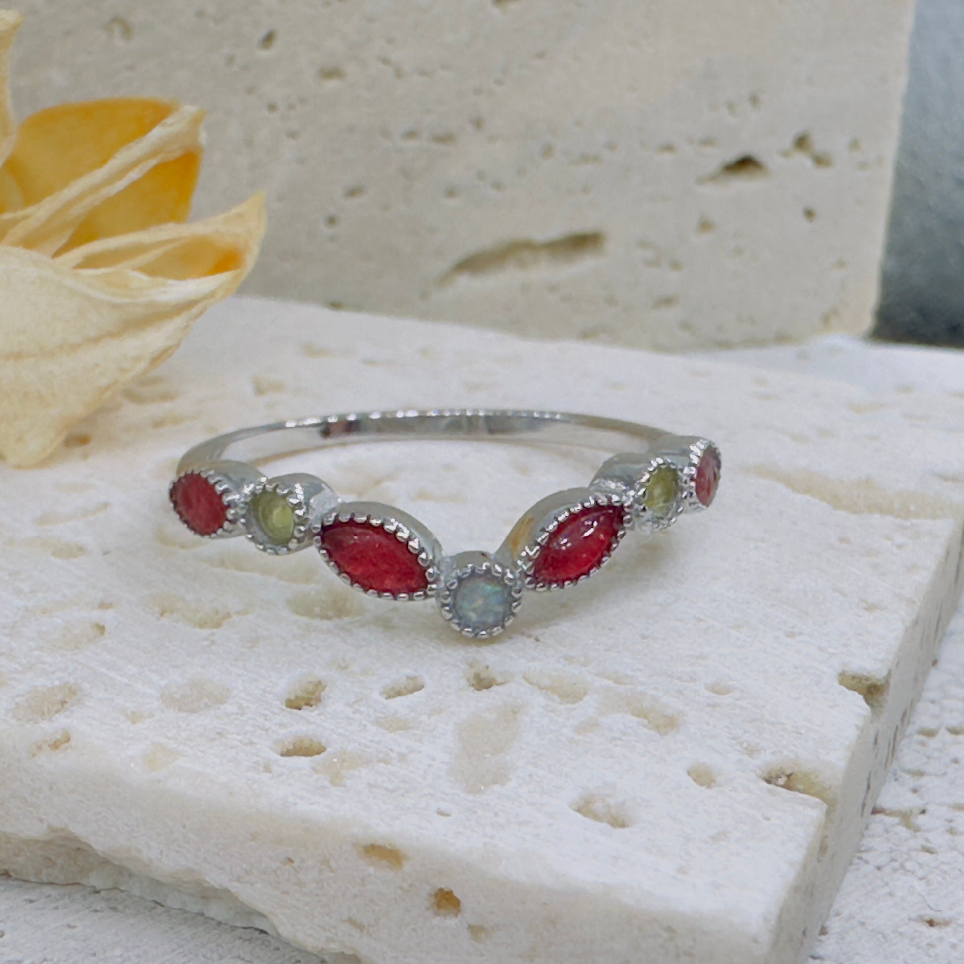 KEEPSAKE RING ~eternity v-shaped half band~ made with •cremation ashes•hair•fur•flowers•breast milk•fabric•beach sand•feathers
