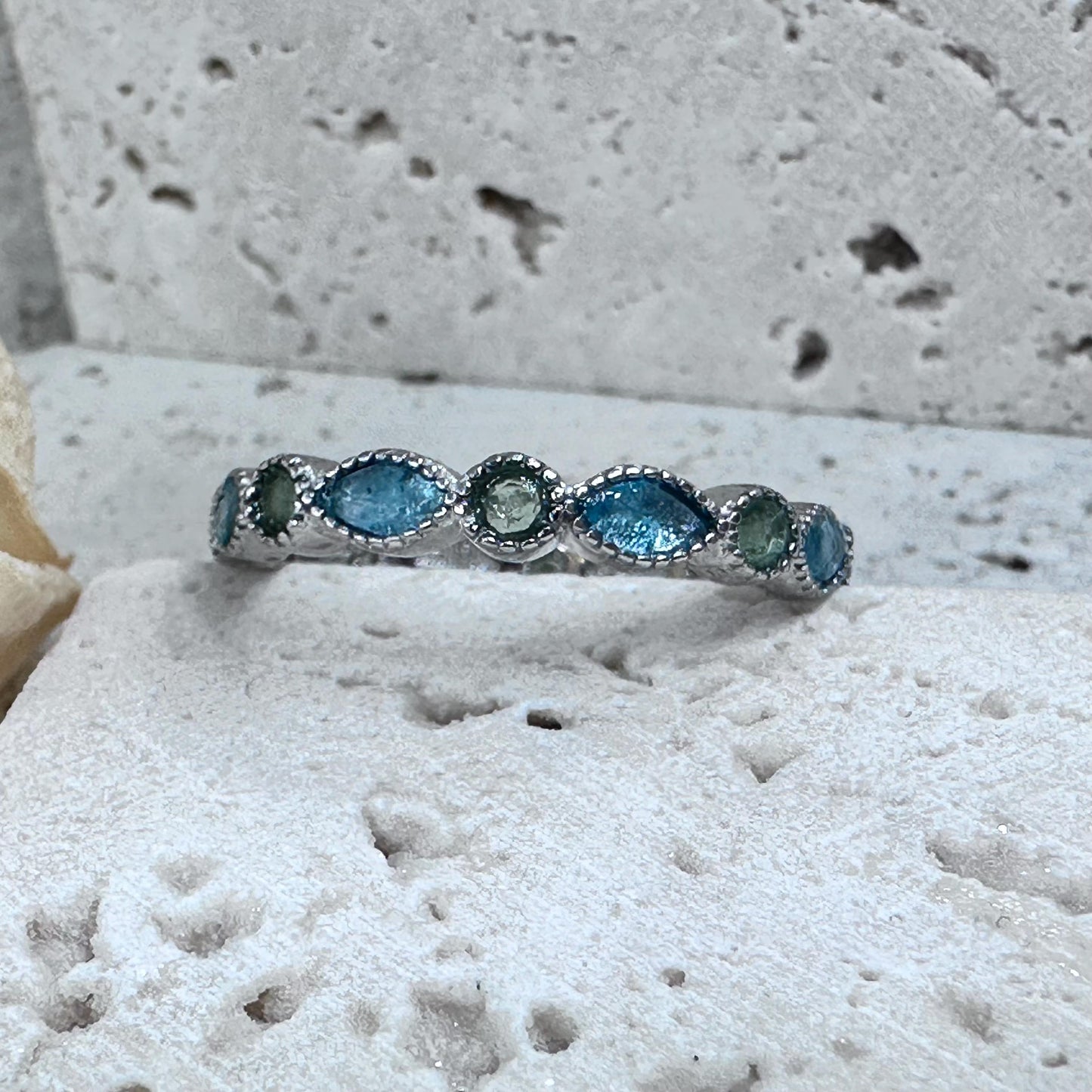 KEEPSAKE RING ~eternity band~ made with •cremation ashes•hair•fur•flowers•breast milk•fabric•beach sand•feathers ~forever in gems~