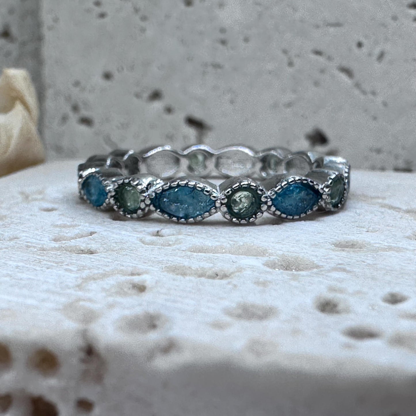 KEEPSAKE RING ~eternity band~ made with •cremation ashes•hair•fur•flowers•breast milk•fabric•beach sand•feathers ~forever in gems~