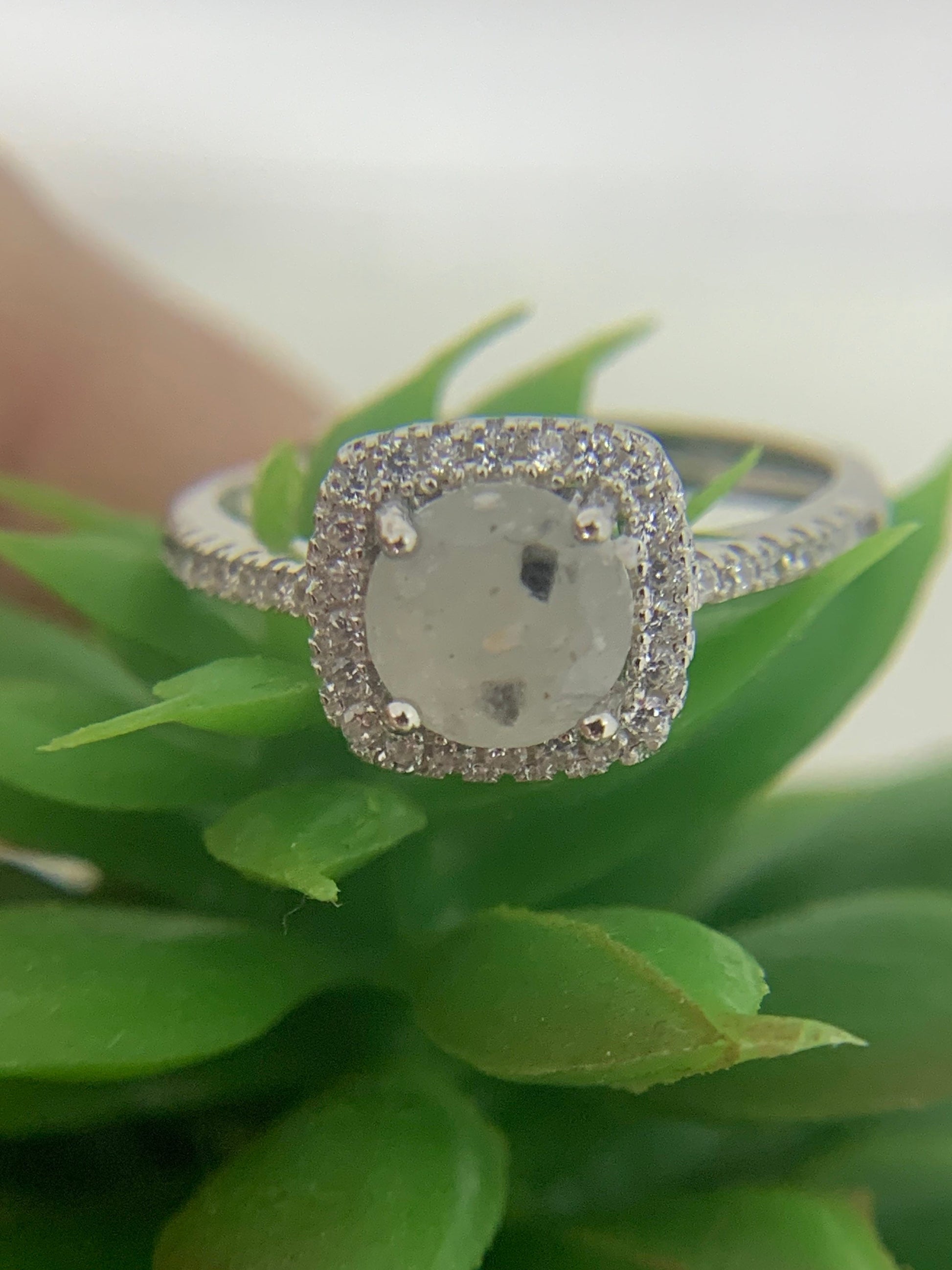 Eternity *cremation ring*ashes ring memorial ring*pet ashes ring*pet memorial ring*pet cremains ring cremation jewellery*square halo setting