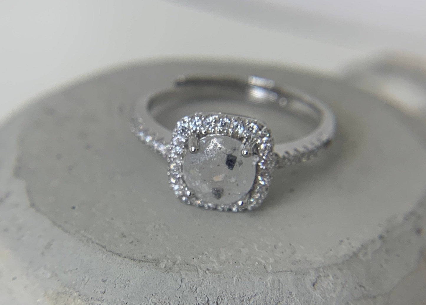 Eternity *cremation ring*ashes ring memorial ring*pet ashes ring*pet memorial ring*pet cremains ring cremation jewellery*square halo setting