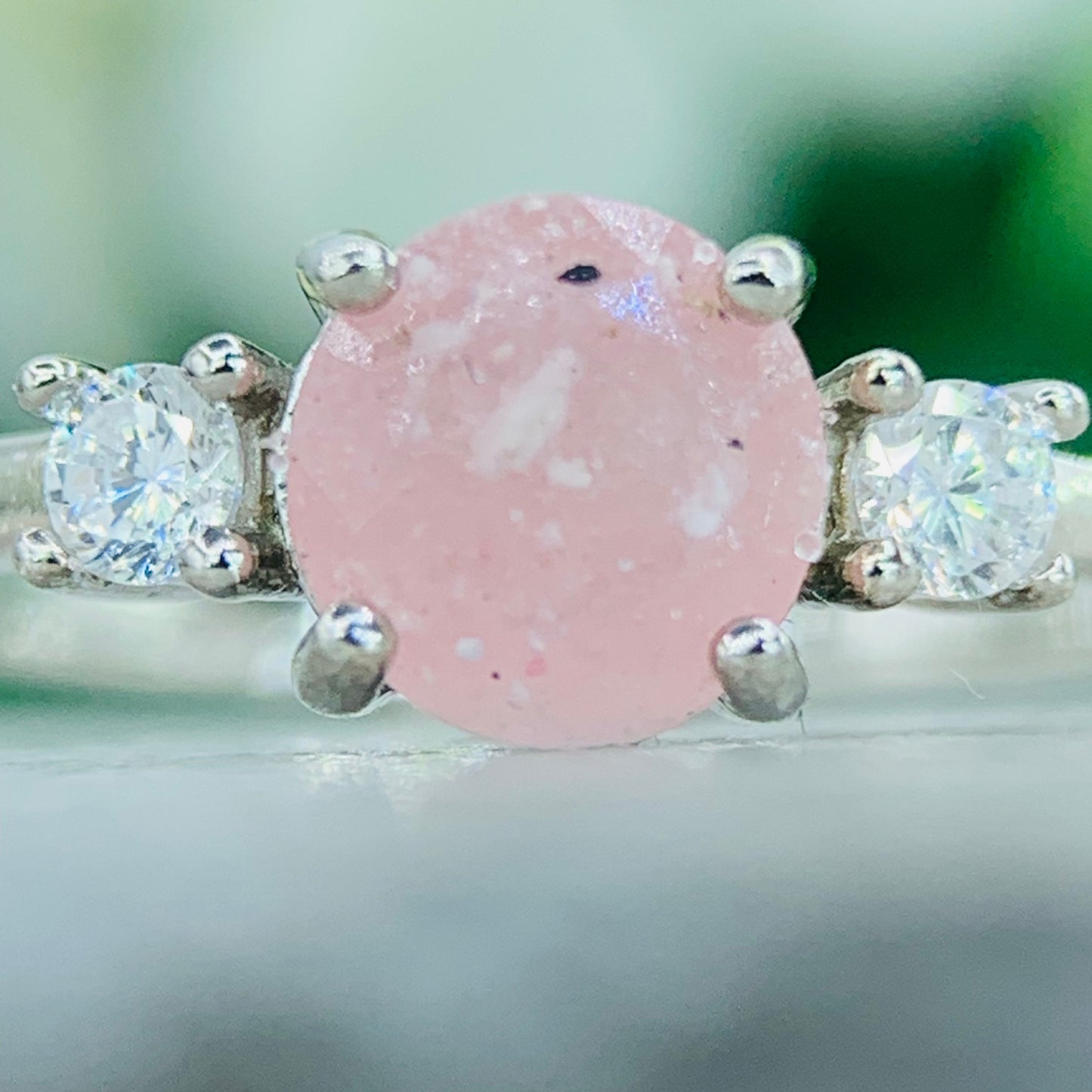 Softness * keepsake ring * memorial * stone with ashes * custom jewelry * crystal stone * memorial stone * ashes in gemstone * rose quartz