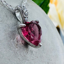 Load image into Gallery viewer, AMOR ~ gemstone keepsake ~ made with ashes ~ heart pendant ~ jewelry made with hair ~ memorial ~ time capsule
