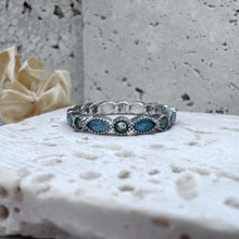 Load image into Gallery viewer, KEEPSAKE RING ~eternity band~ made with •cremation ashes•hair•fur•flowers•breast milk•fabric•beach sand•feathers ~forever in gems~
